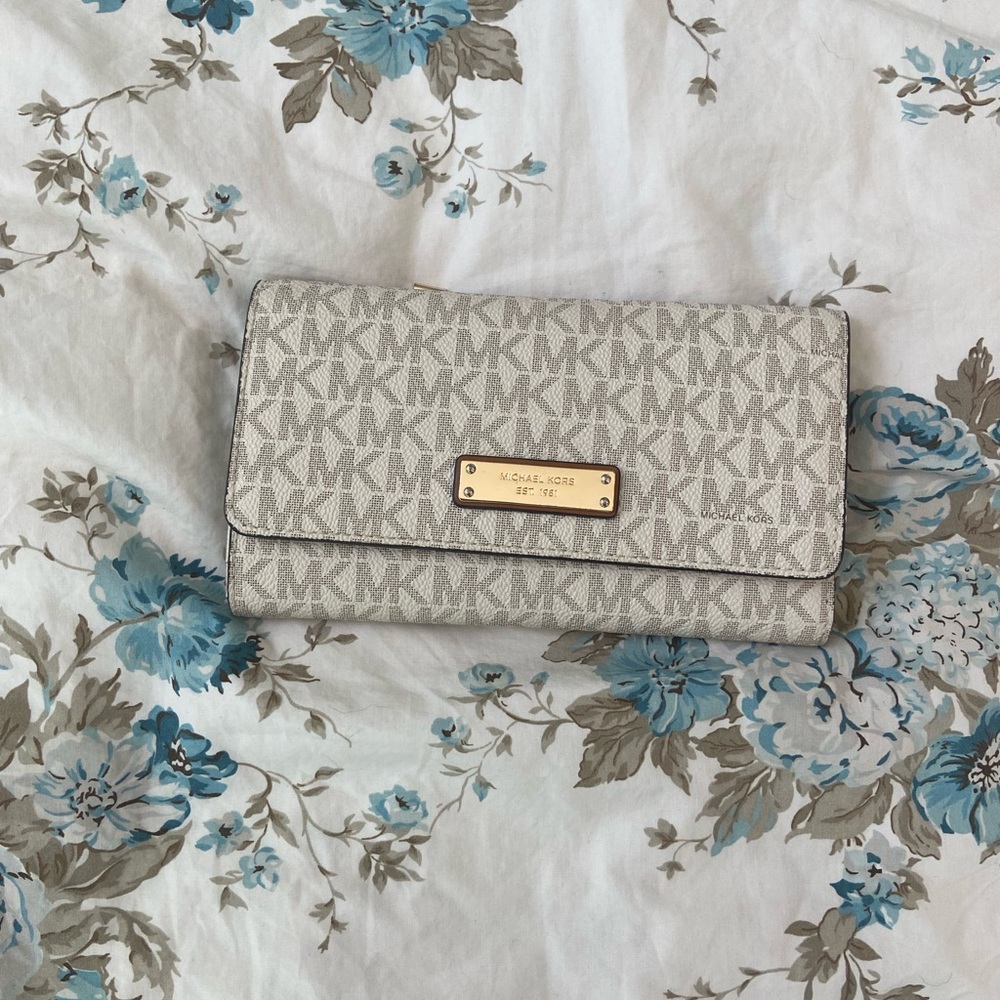 Michael Kors Monogram Silver Clutch